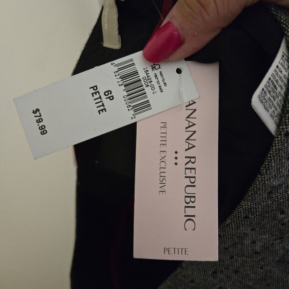 Banana Republic NWT Martin Fit Slim Ankle Gray Tweed Polka Dot Pants Size 6p - Picture 8 of 10